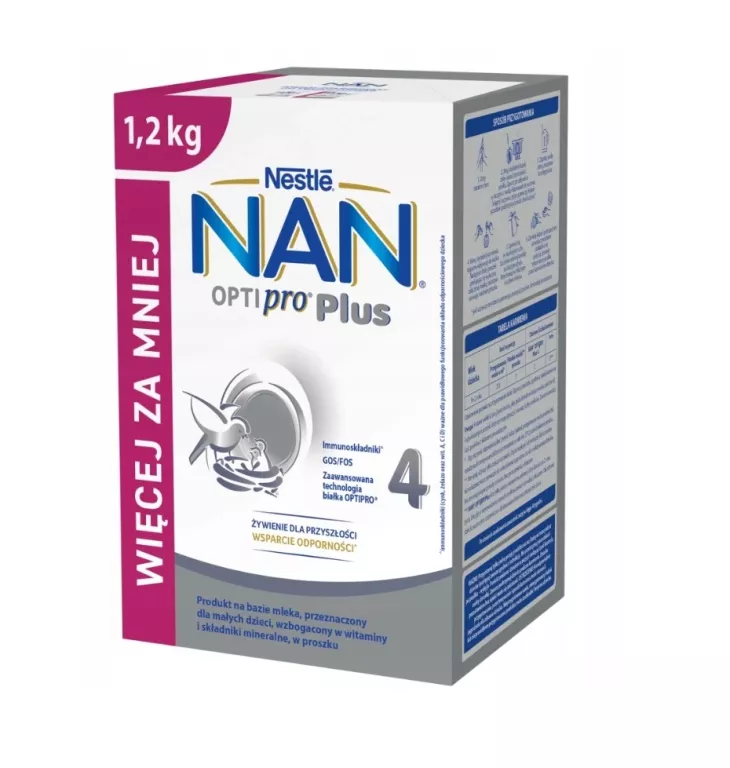 NESTLE NAN 4 OPTIPRO PLUS 24M+ MLEKO MODYFIKOWANE 1,2KG DLA DZIECI PO 2 R.