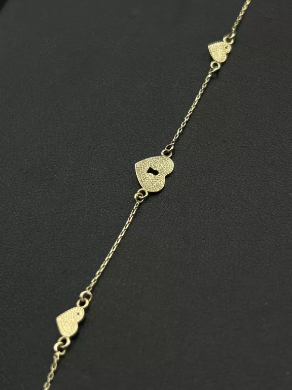 PIĘKNA ZŁOTA BRANSOLETKA Z SERCAMI 375/1,22 G/19 CM/REGULACJA 2 CM