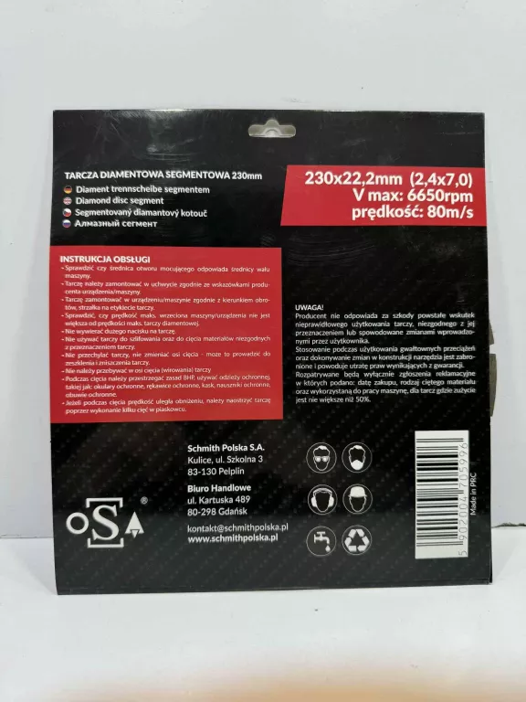 TARCZA DIAMENTOWA SEGMENTOWA 230MM SCHMITH