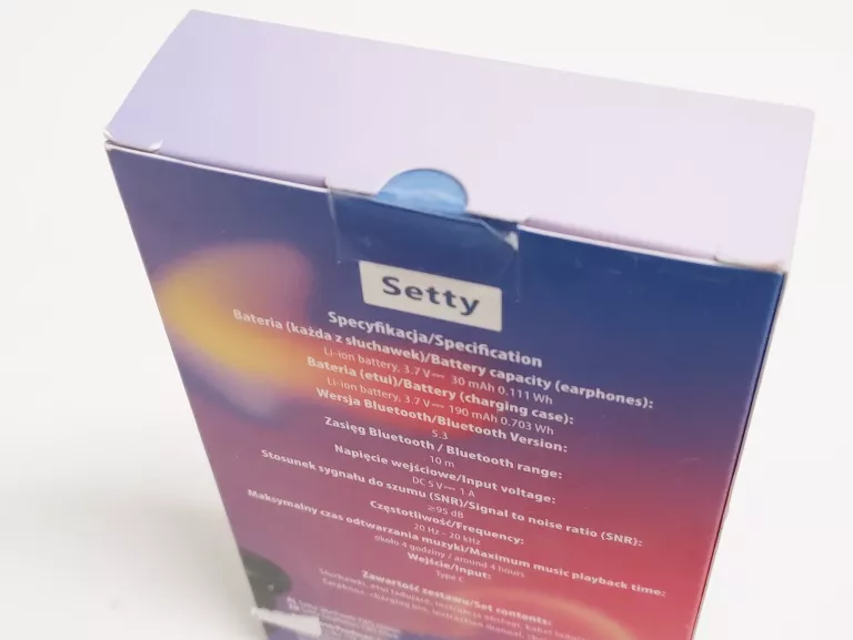 SŁUCHAWKI BLUETOOTH TWS Z ETUI ŁADUJĄCYM BIAŁE BEZPRZEWODOWE DOUSZNE SETTY