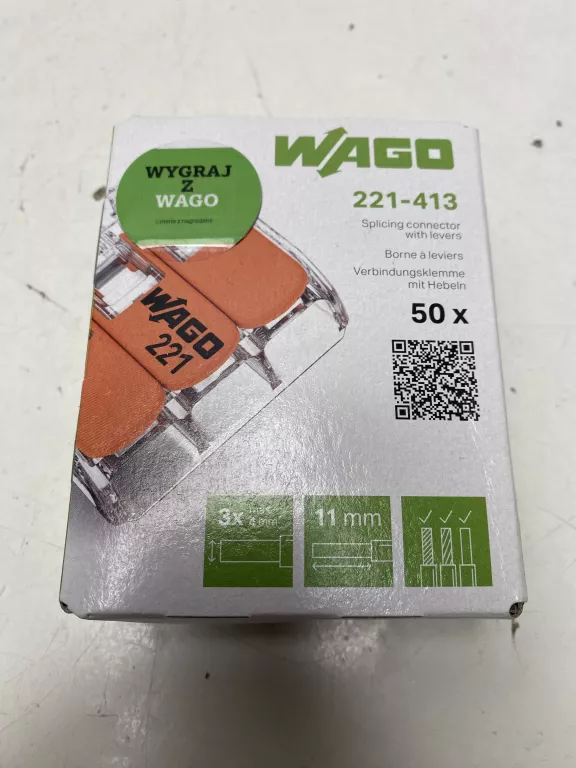 ZŁĄCZKI WAGO 4MM X 3 221-413 50SZT