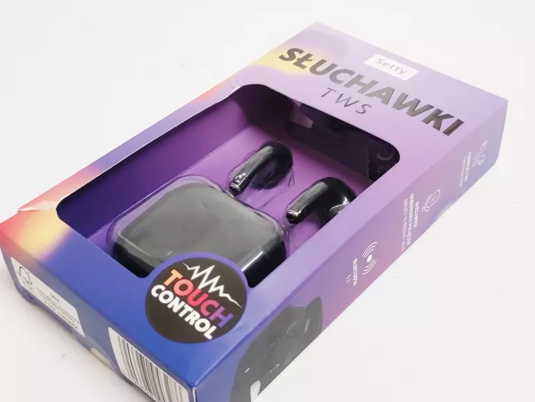 SŁUCHAWKI BLUETOOTH TWS Z ETUI ŁADUJĄCYM BIAŁE BEZPRZEWODOWE DOUSZNE SETTY