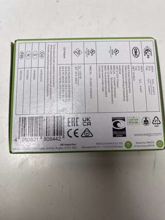 ZŁĄCZKI WAGO 4MM X 3 221-413 50SZT