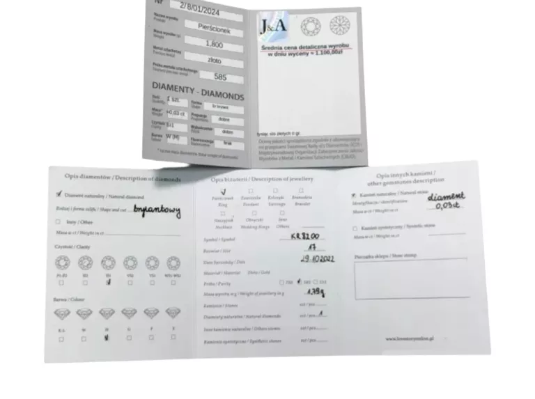 ZŁOTY PIERŚCIONEK Z BRYLANTEM 1,79G 585 R:17