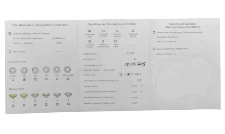 ZŁOTY PIERŚCIONEK Z BRYLANTAMI 1,82G 585 R10