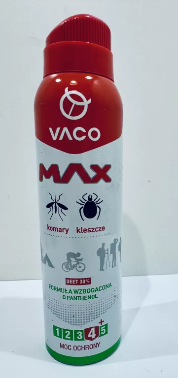 VACO SPRAY MAX NA KOMARY KLESZCZE MESZKI Z PANTHENOLEM DEET 30% 100 ML