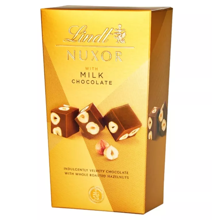 LINDT NUXOR PRALINKI W CZEKOLADZIE MLECZNEJ Z ORZECHAMI LASKOWYMI 150G