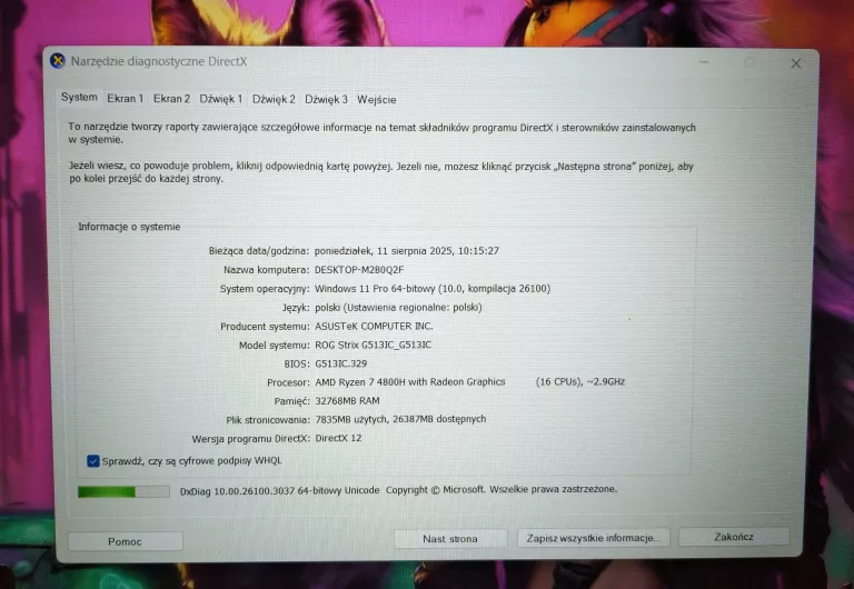 LAPTOP ASUS ROG STRIX G531GU 32 GB/512 GB SSD WIN 11 RYZEN 7 RTX 3050