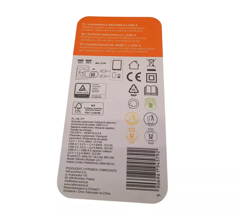 HYKKER ŁADOWARKA SIECIOWA 2 X USB OMBRE