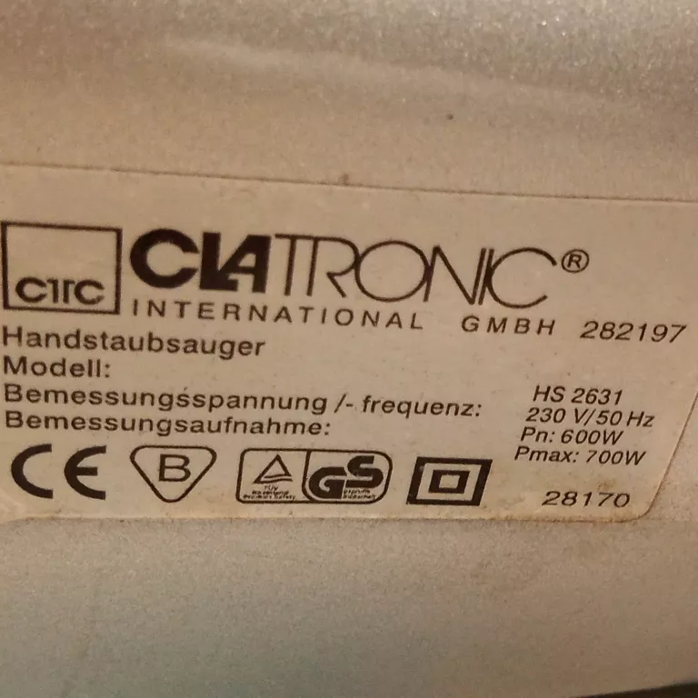 ODKURZACZ CLATRONIC HS2631