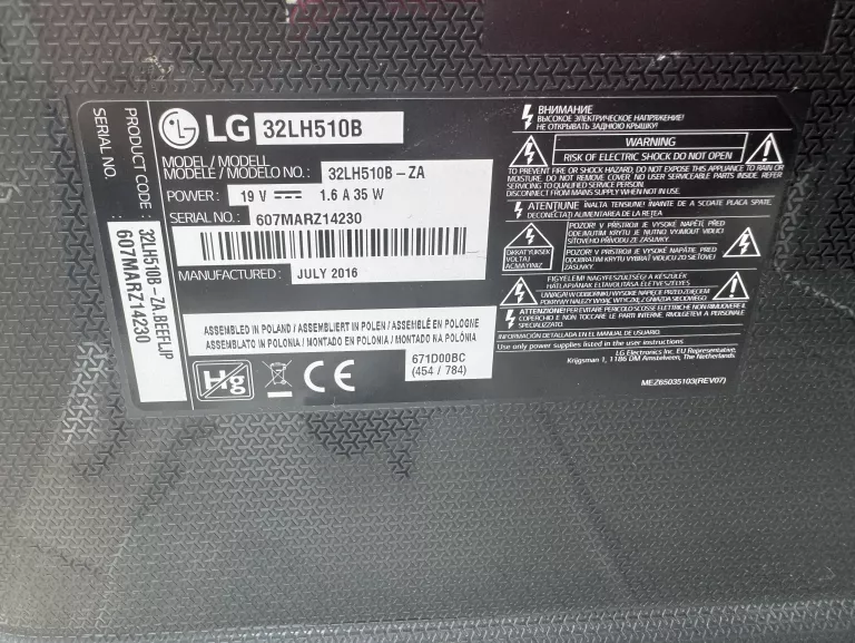 TELEWIZOR LG 32LH510B + PILOT