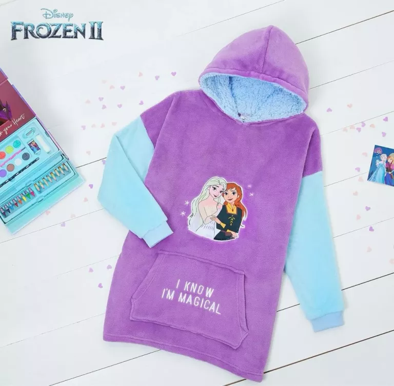 DISNEY BLUZA DLA DZIEWCZYNKI Z KAPTUREM OVERSIZE KRAINA LODU 110/5LAT
