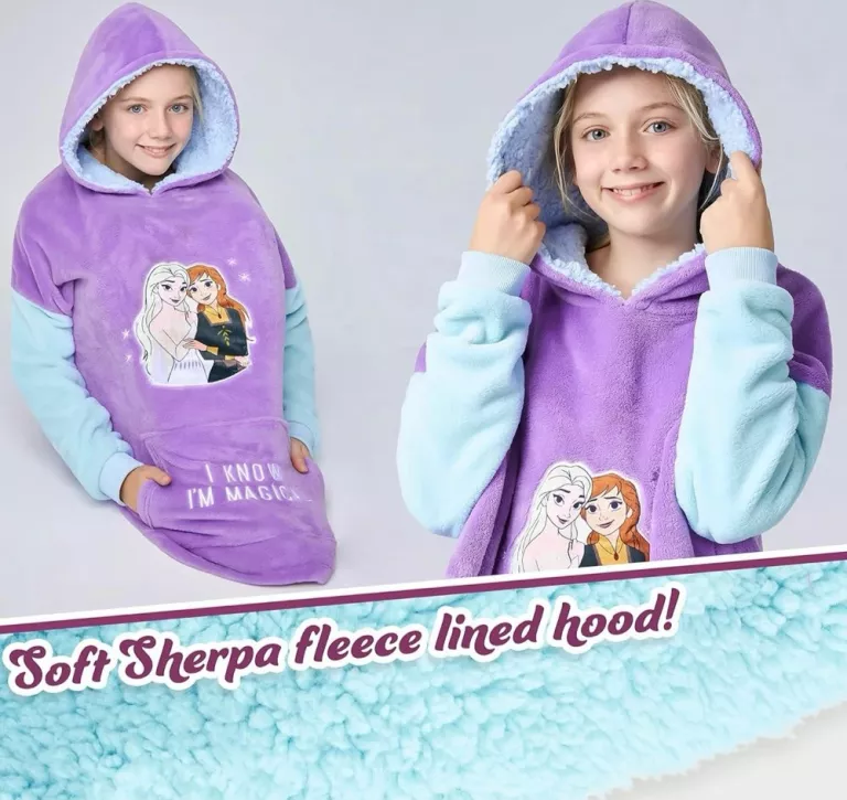 DISNEY BLUZA DLA DZIEWCZYNKI Z KAPTUREM OVERSIZE KRAINA LODU 110/5LAT