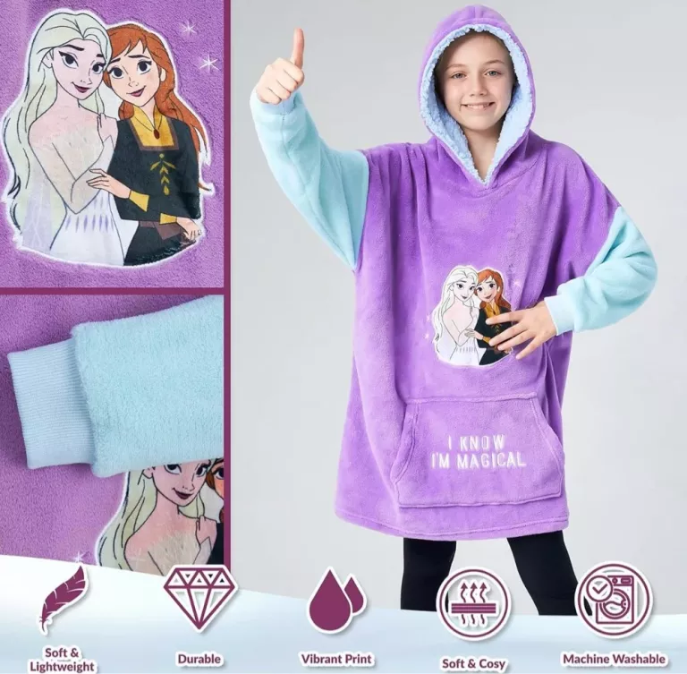 DISNEY BLUZA DLA DZIEWCZYNKI Z KAPTUREM OVERSIZE KRAINA LODU 110/5LAT