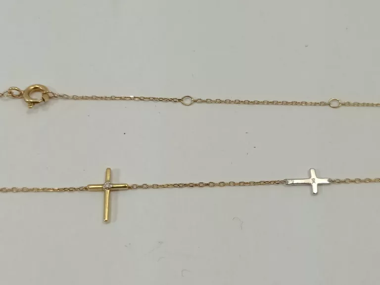 ZŁOTY ŁAŃCUSZEK Z KRZYŻYKAMI I BRYLANTEM W:1,31G 0,005CT D:46CM P:375