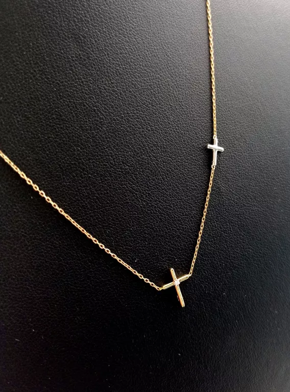 ZŁOTY ŁAŃCUSZEK Z KRZYŻYKAMI I BRYLANTEM W:1,31G 0,005CT D:46CM P:375