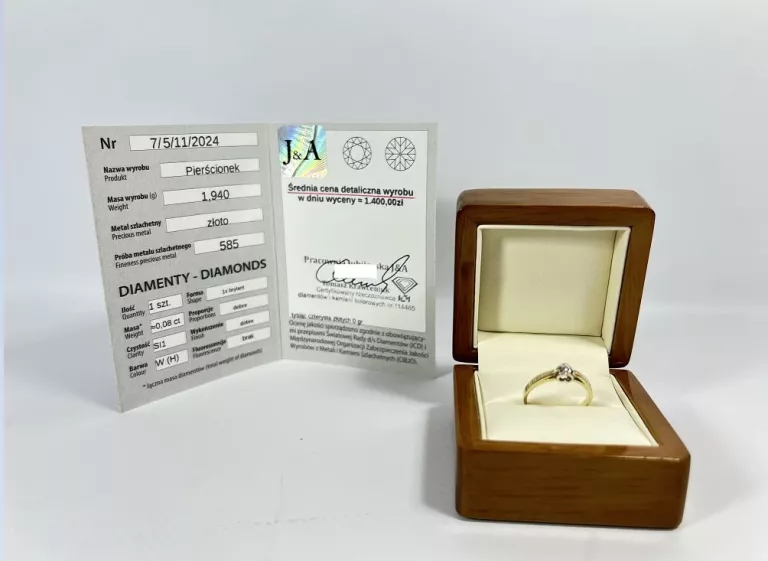 ZŁOTY PIERŚCIONEK Z BRYLANTEM 1,96G R13 585