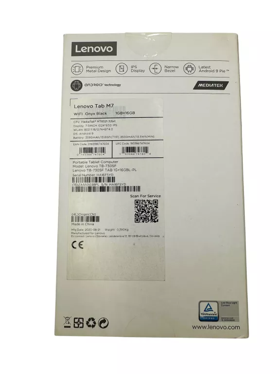 TABLET LENOVO TAB M7 7" TB-7305F 1 GB / 16 GB CZARNY