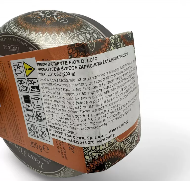 ŚWIECA ZAPACHOWA TESORI D'ORIENTE FIOR DI LOTO 200G