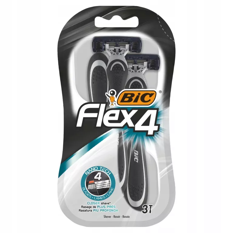 BIC FLEX4 JEDNORAZOWE MASZYNKI DO GOLENIA MĘSKIE 3 SZTUKI