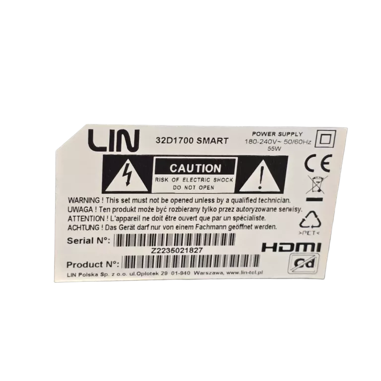 TELEWIZOR LIN 32D1700 Z PILOTEM