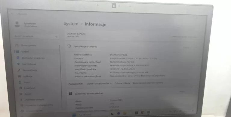 LAPTOP DELL LATITUDE 7490 16GB RAM/ŁADOWARKA/GWARANCJA