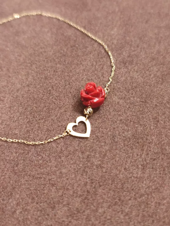 WYJĄTKOWA ZŁOTA BRANSOLETKA SERCE RÓŻA - 18 CM - PRÓBA 585 14K 0,92 GR