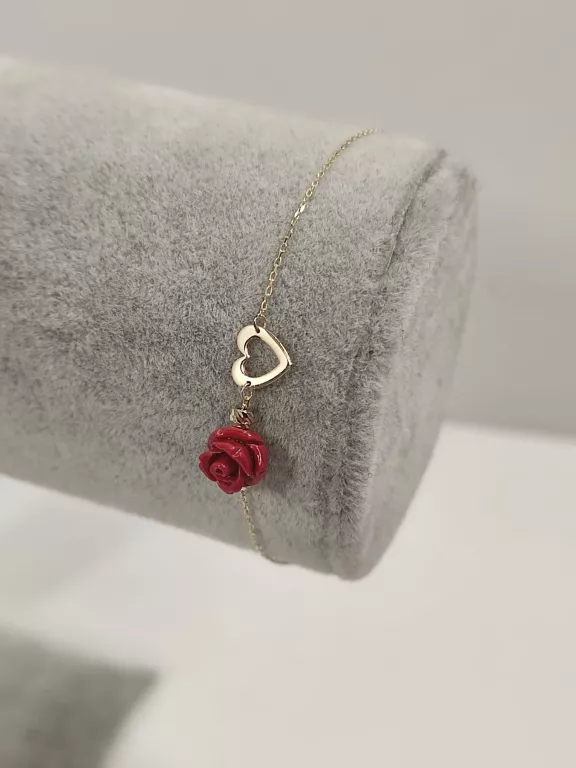 WYJĄTKOWA ZŁOTA BRANSOLETKA SERCE RÓŻA - 18 CM - PRÓBA 585 14K 0,92 GR