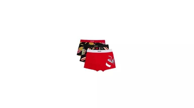 CROPP - 3 PACK BOKSEREK Z JEDZENIOWYM MOTYWEM - CZERWONY