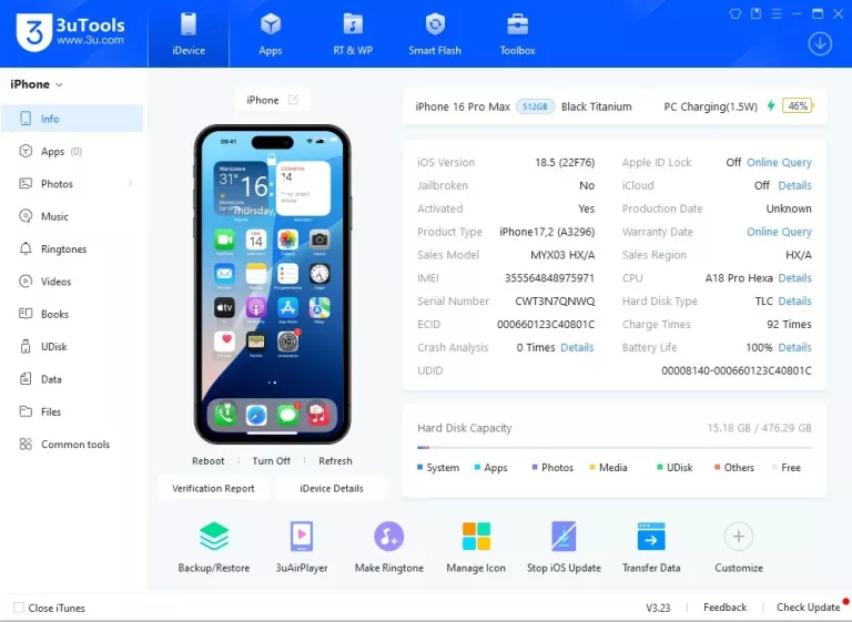 TELEFON APPLE  IPHONE 16 PRO MAX 8/512 GB 100% BATERII 5G GW DO 01,2026!