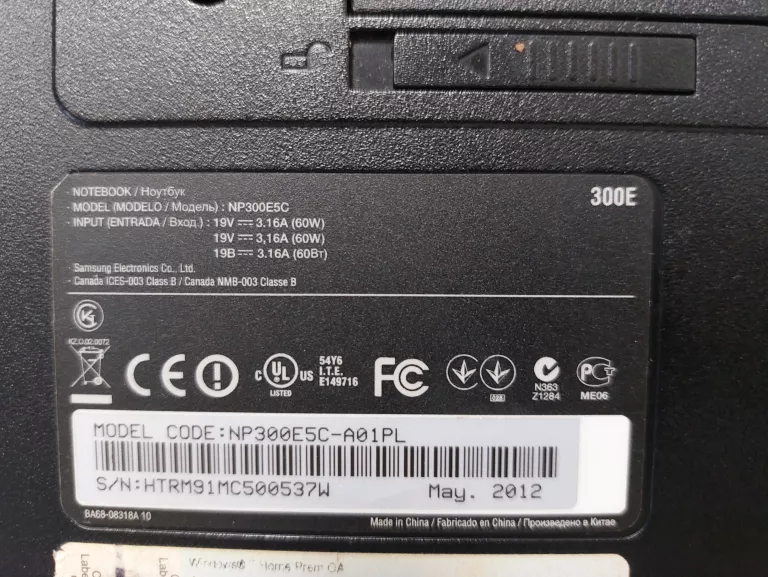LAPTOP SAMSUNG 300E PENTIUM B960/4GB/750GB HDD  ŁADOWARKA
