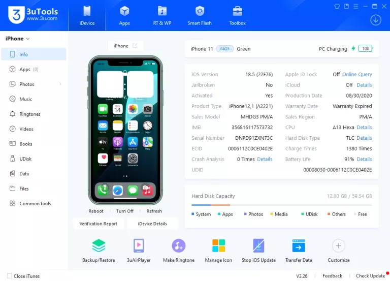 TELEFON IPHONE 11 4/64GB 4G ( LTE ) 91% BAT NIEBIESKI