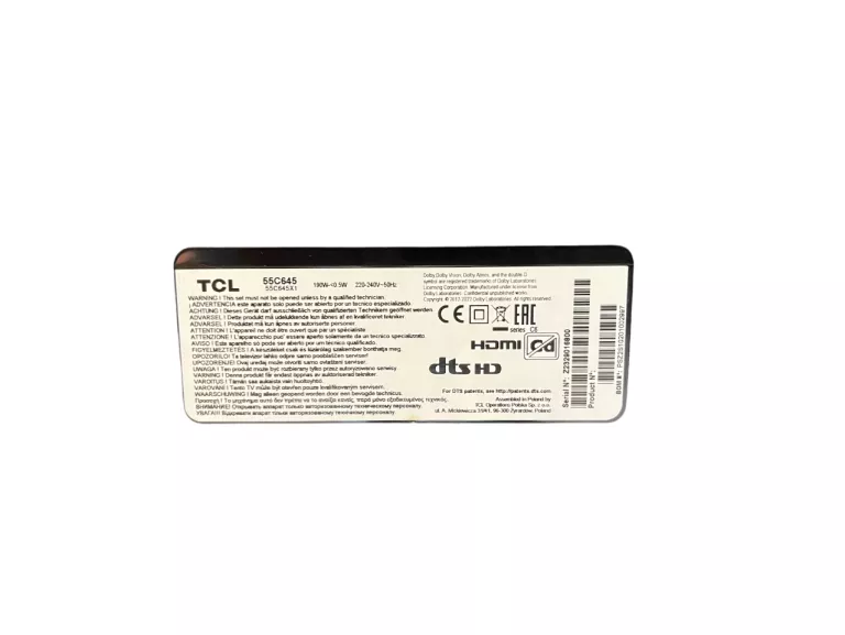 TELEWIZOR TCL 55C645 55'' QLED 4K UHD GOOGLE TV