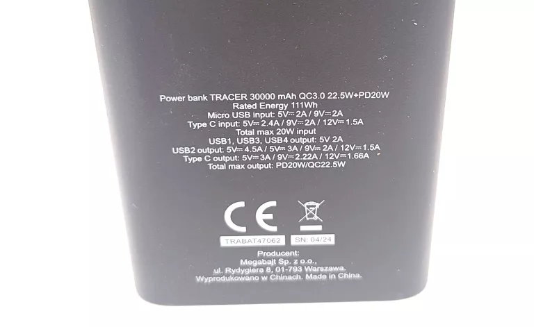 POWERBANK TRACER 30 000 MAH