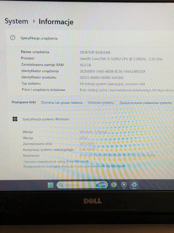 LAPTOP DELL INSPIRON TTYFJ A00 16 GB / HD GRAPHICS 550 / 120 GB / I5-5200U