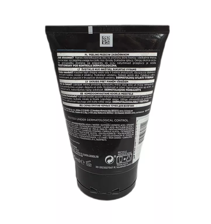 PEELING PRZECIW ZASKÓRNIKOM  LOREAL MEN PURE CARBON 100ML