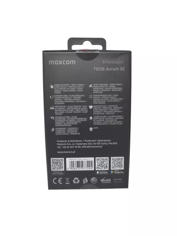 SMARTWATC MAXCOM AURUM SE PUDEŁKO ŁADOWARKA
