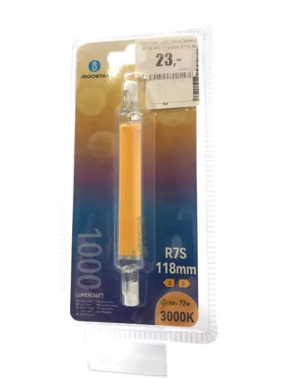 ŻARÓWKA ŻARNIK LED R7S 9W 118MM 3000K [250410005]