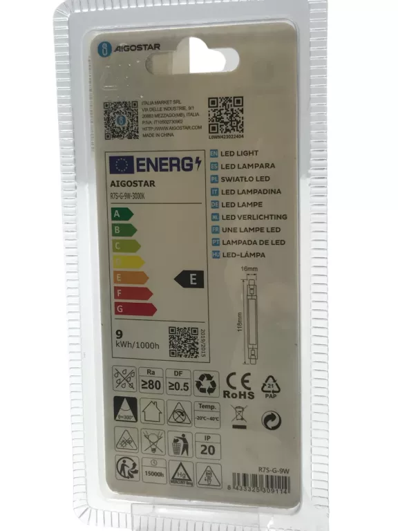ŻARÓWKA ŻARNIK LED R7S 9W 118MM 3000K [250410005]