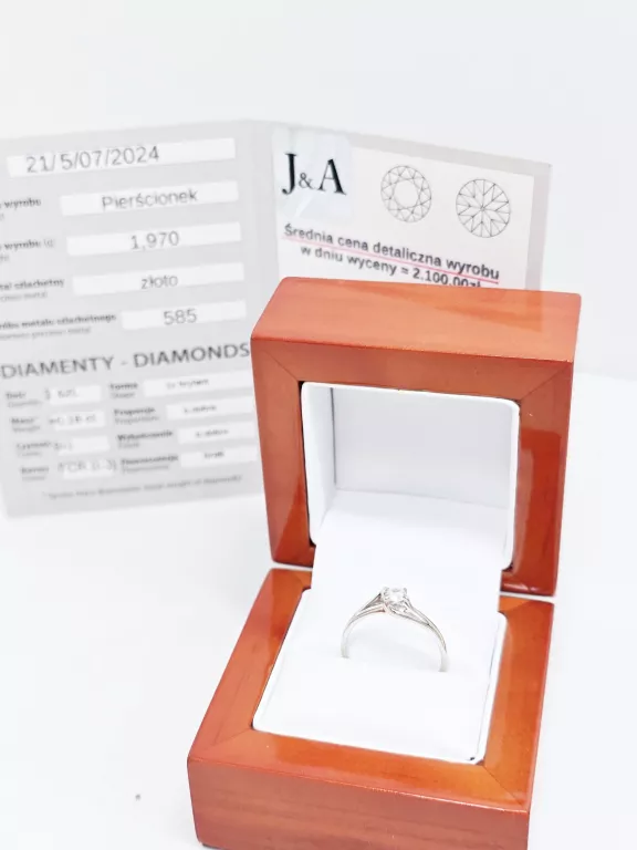 ZŁOTY PIERŚCIONEK 1X BRYLANT 0,16CT 585 1,97G ROZMIAR 15