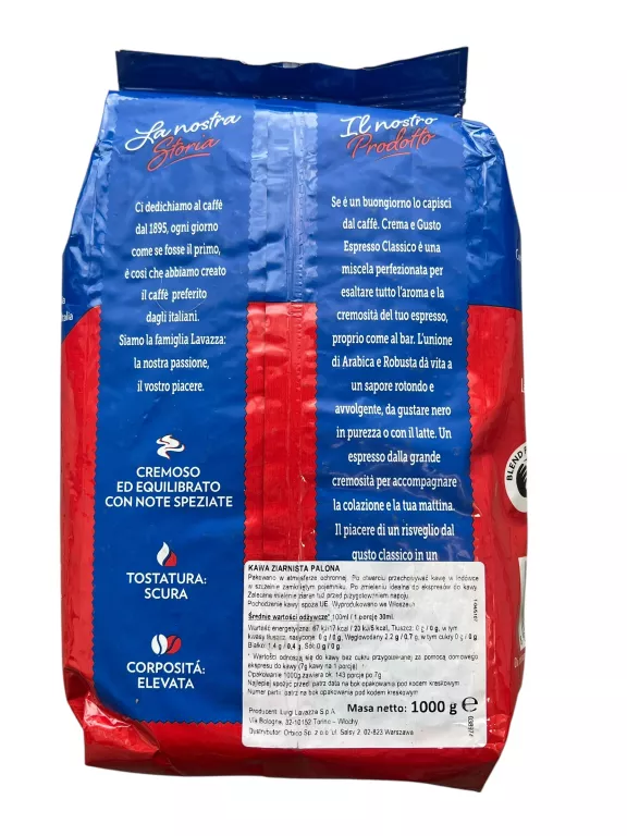 KAWA ZIARNISTA LAVAZZA CREMA E GUSTO 8/10 1000G