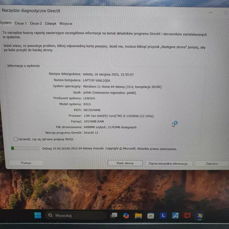 LAPTOP LENOVO LEGION SLIM 5 16IRH8 I5/24GB/512GB RTX 4050 WIN 11PRO / GW