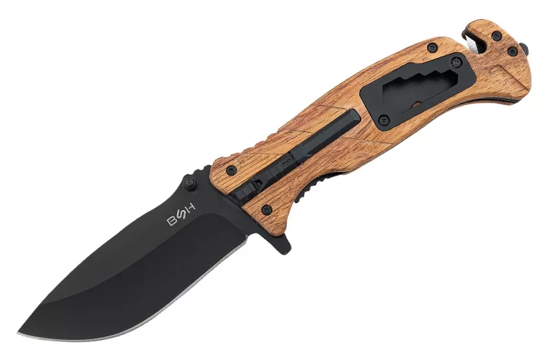 NÓŻ RATOWNICZY BSH ADVENTURE N-501B 6W1 KRZESIWO KLUCZE GWIZDEK