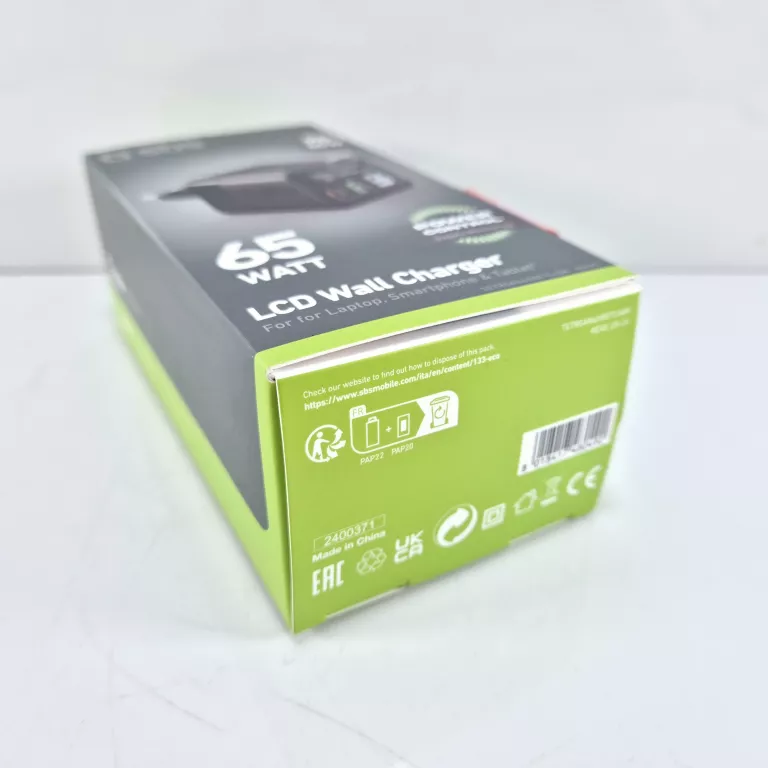 ŁADOWARKA SIECIOWA SBS WALL GAN 65W LCD USB / USB-C + KABEL USB-C