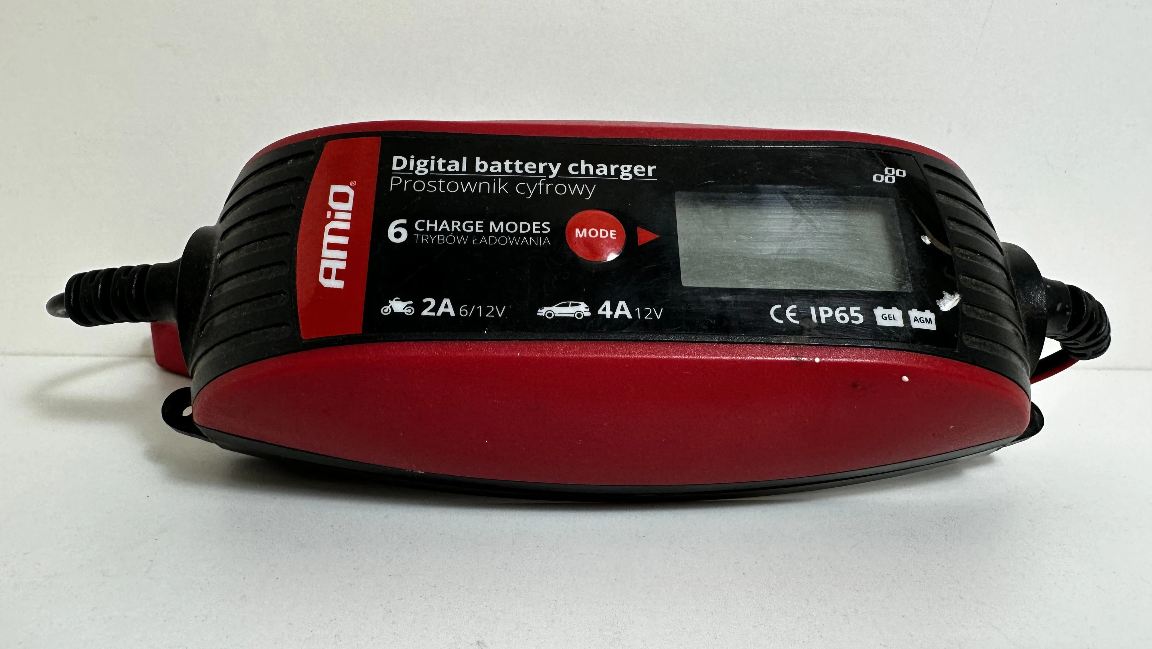 Amio Caricabatteria Digitale 6V/12V 2A/4A Modello DBC-4A | Raddrizzatore Per Batterie Con Selezione Automatica | AMI-02088