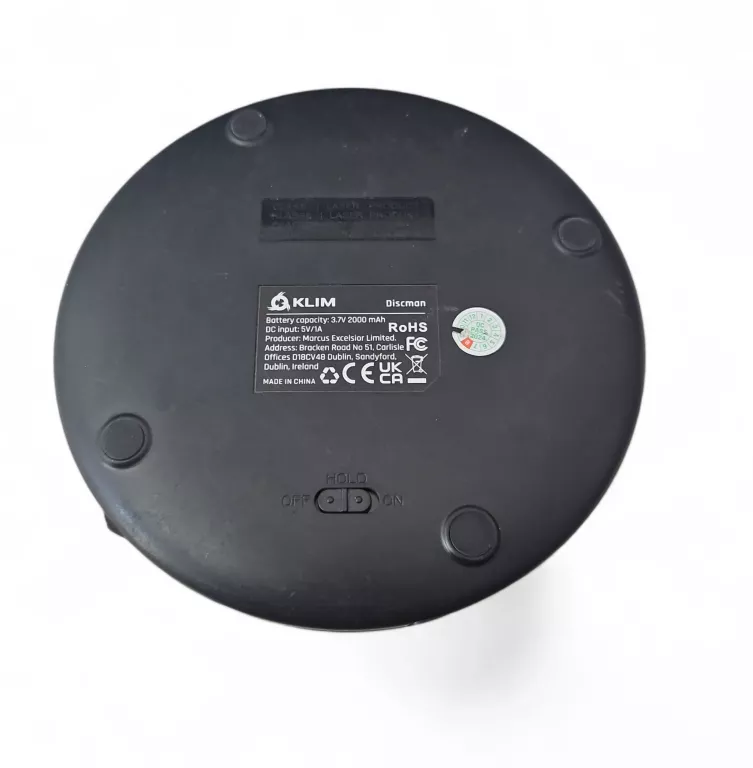 DISCMAN PRZENOŚNY ODTWARZACZ CD Z WBUDOWANĄ BATERIĄ SŁUCHAWKI KLIM