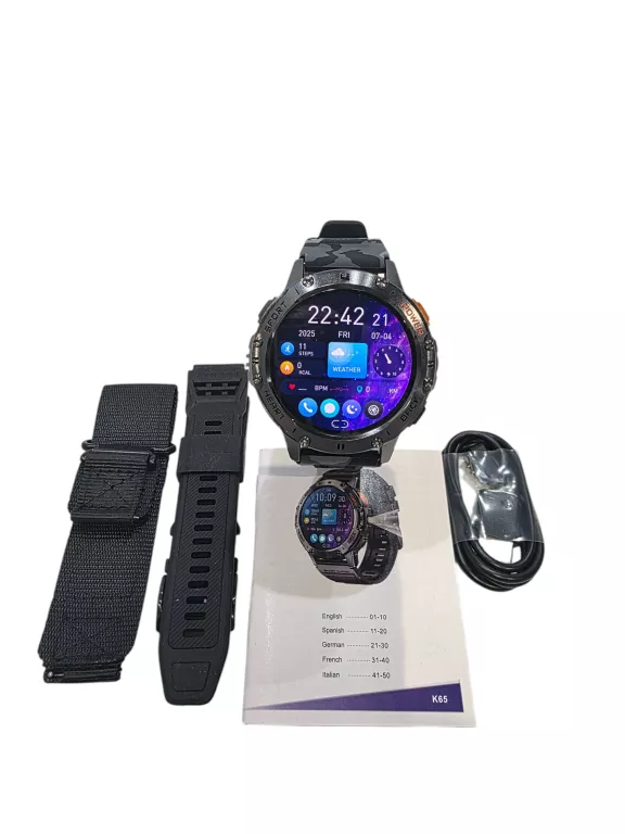 SMARTWATCH ZEGAREK POLSKIE MENU ROZMOWY SPORT K-65