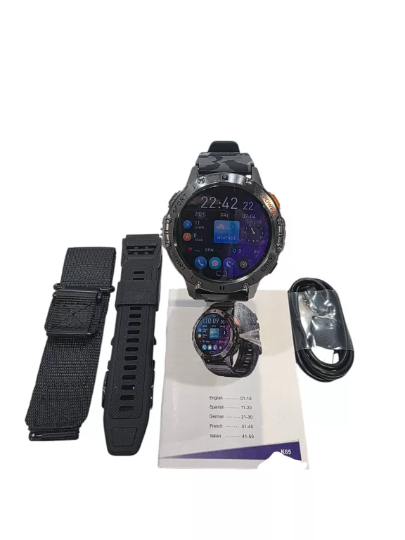 SMARTWATCH ZEGAREK POLSKIE MENU ROZMOWY SPORT K-65