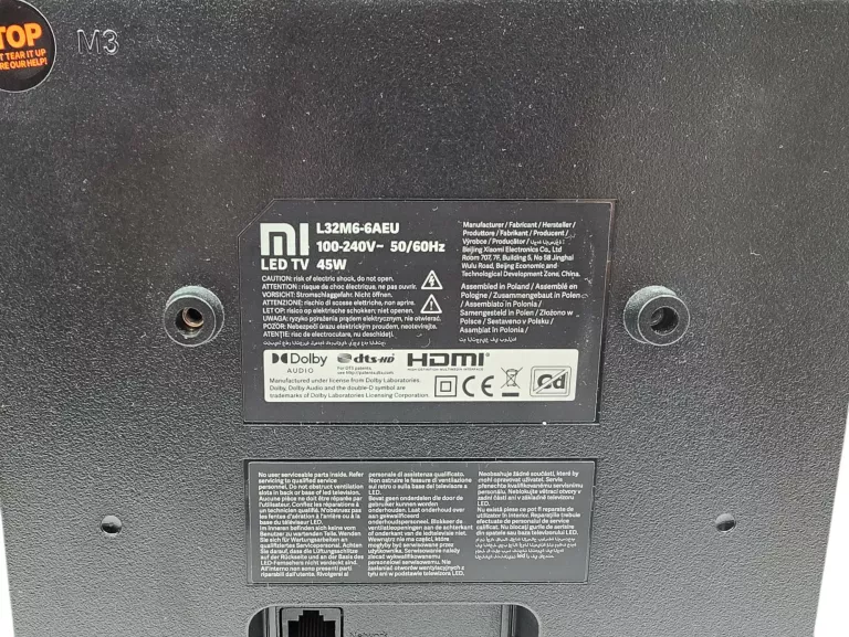 TELEWIZOR XIAOMI MI LED TV P1 32" (L32M6-6AEU) DVBT-2 ANDROID TV