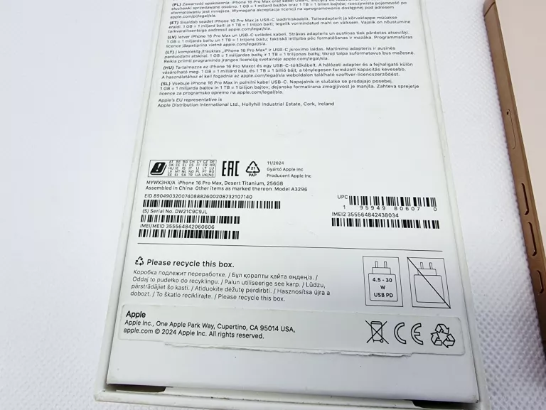 APPLE IPHONE 16 PRO MAX 256GB 100% GWARANCJA